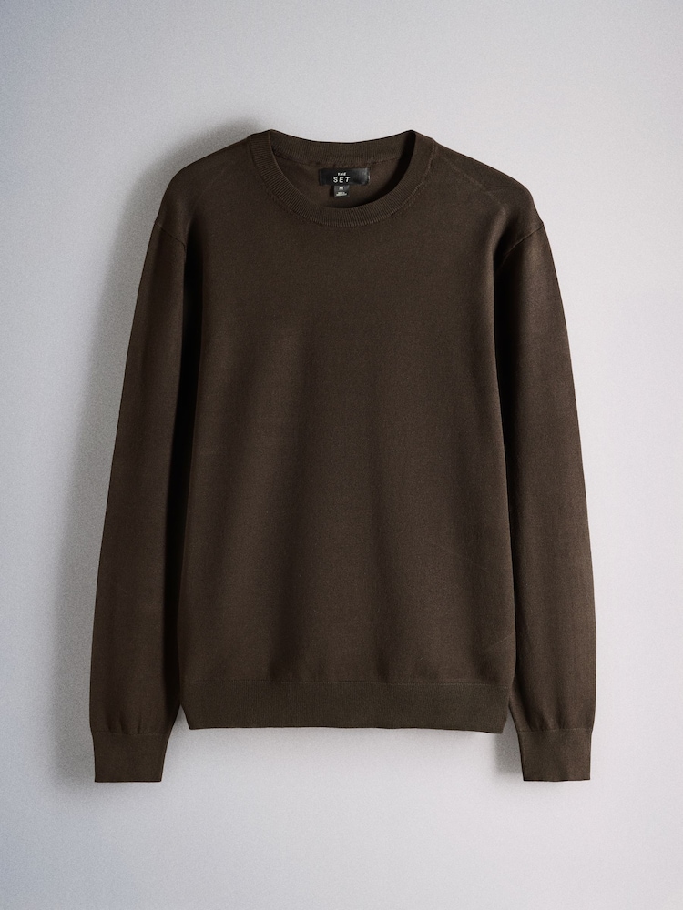 The Set 3 Pack Long Sleeve Crew Neck Jumpers Brown - Image 2 of 6