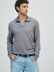 The Set 2 Pack Trophy Neck Knit Jumpers Black/Grey - Image 1 of 13