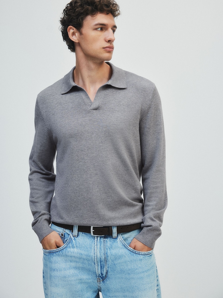 The Set 2 Pack Trophy Neck Knit Jumpers Black/Grey - Image 1 of 13