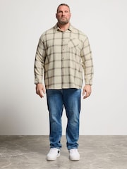 BadRhino Big & Tall Cream Checked Long Sleeve Shirt - Image 2 of 5