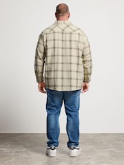 BadRhino Big & Tall Cream Checked Long Sleeve Shirt - Image 3 of 5