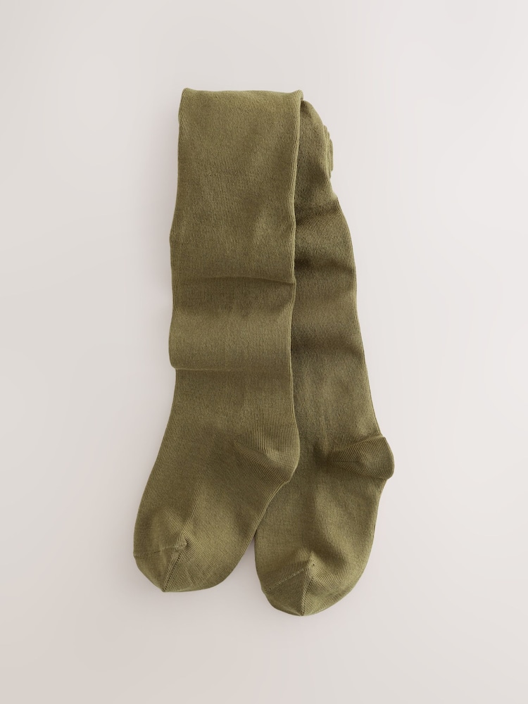 Olive Green Cotton Rich Single Tights - Image 1 of 3 Olive Green Cotton Rich Single Tights - Image 1 of 3