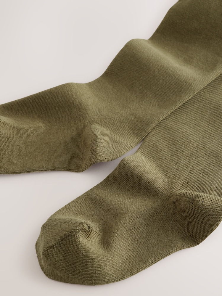 Olive Green Cotton Rich Single Tights - Image 2 of 3 Olive Green Cotton Rich Single Tights - Image 2 of 3