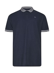 Albastru - BadRhino Big & Tall Two Tone Waffle Polo Shirt - Imaginea 5 din 6