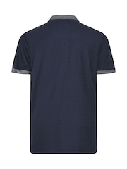 Albastru - BadRhino Big & Tall Two Tone Waffle Polo Shirt - Imaginea 6 din 6