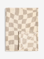 Neutral Checkerboard Fleece Throw - Image 2 of 3