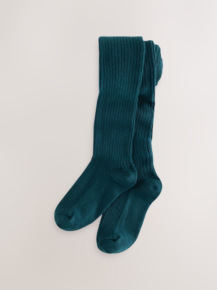 Forest Green - Cotton Rich Cable Tights - Larawan 1 ng 3 Forest Green - Cotton Rich Cable Tights - Larawan 1 ng 3