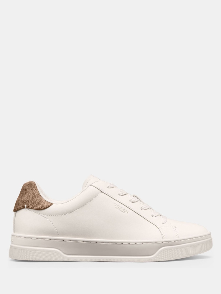 COACH White High Line Leather Sneakers - Image 2 of 7