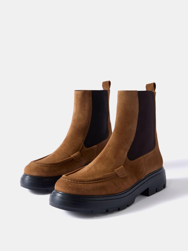 Mint Velvet Brown Reece Suede Chelsea Boots - Image 2 of 5 Mint Velvet Brown Reece Suede Chelsea Boots - Image 2 of 5