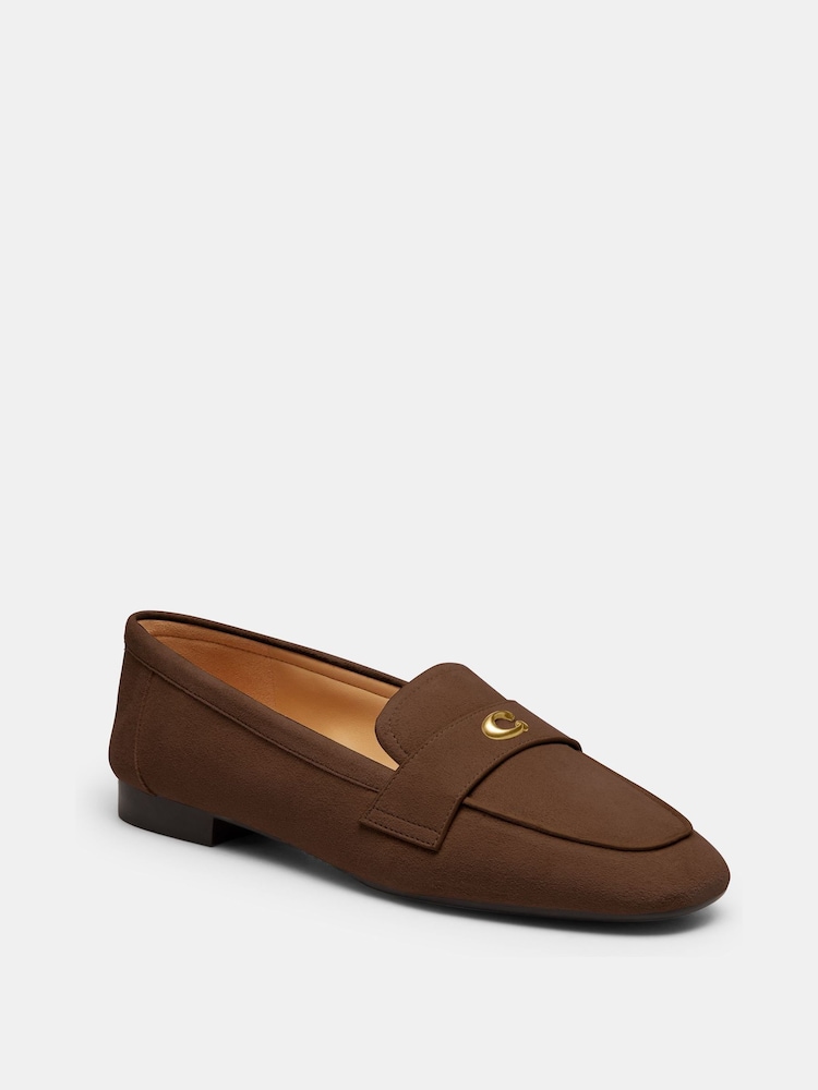 COACH Brown Sculpted C Suede Loafers - Image 2 of 5 COACH Brown Sculpted C Suede Loafers - Image 2 of 5
