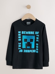 Black Sequin Long Sleeve Minecraft T-Shirt (3-16yrs) - Image 2 of 5