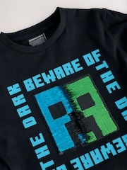 Black Sequin Long Sleeve Minecraft T-Shirt (3-16yrs) - Image 4 of 5