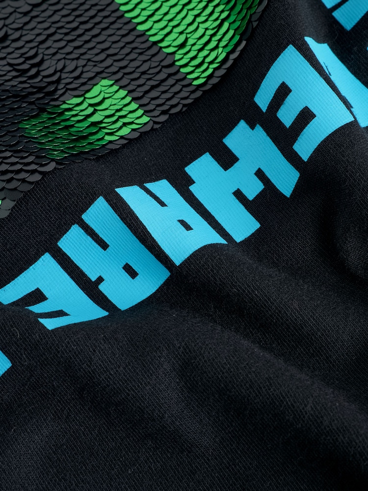 Black Sequin Long Sleeve Minecraft T-Shirt (3-16yrs) - Image 5 of 5