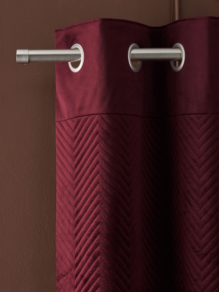 Burgundy Red Madison Velvet Blackout/Thermal Eyelet Curtains - Image 1 of 4