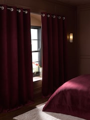 Burgundy Red Madison Velvet Blackout/Thermal Eyelet Curtains - Image 3 of 4