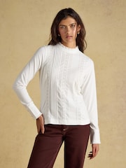 Joules Arabella Lace Insert Jersey Shirt with Pintucks - Attēls 1 no 8