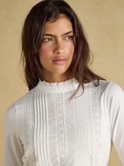 Joules Arabella Lace Insert Jersey Shirt with Pintucks - Attēls 4 no 8