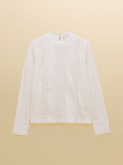 Joules Arabella Lace Insert Jersey Shirt with Pintucks - Attēls 8 no 8