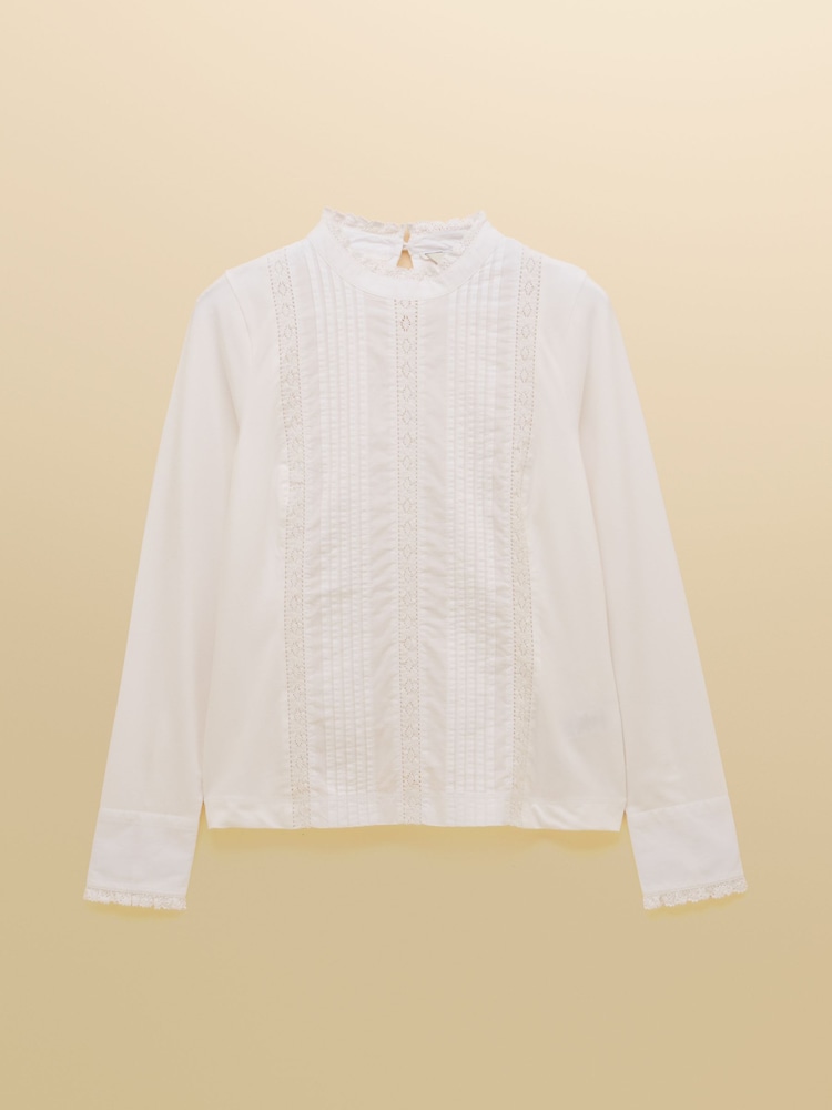 Joules Arabella Lace Insert Jersey Shirt with Pintucks - Attēls 8 no 8