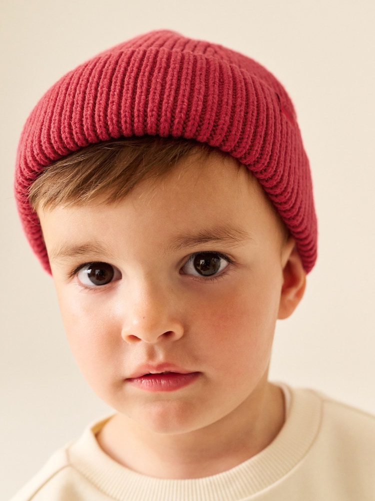 Red Knitted Beanie Hat (1-16yrs) - Image 1 of 5