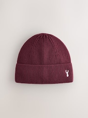 Plum Purple Stag Embroidered Knitted  Beanie Hat (1-16yrs) - Image 1 of 3