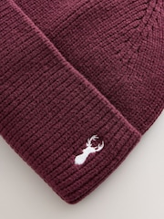 Plum Purple Stag Embroidered Knitted  Beanie Hat (1-16yrs) - Image 2 of 3