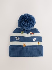 Blue Farm Embroidered Pom Beanie (3mths-10yrs) - Image 1 of 3