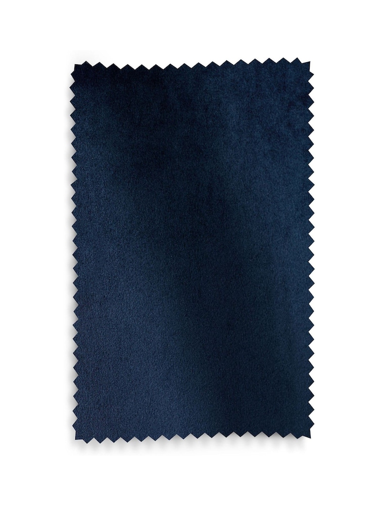 Blue Dark Navy Matte Velvet Super Thermal Pencil Pleat Curtains - Image 7 of 7 Blue Dark Navy Matte Velvet Super Thermal Pencil Pleat Curtains - Image 7 of 7