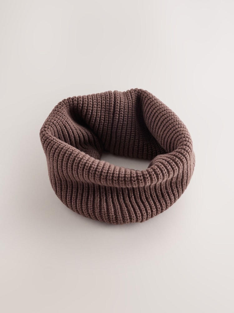 Marron chocolat - Écharpe de nuit en tricot côtelé (1-16ans) - Image 1 de 4