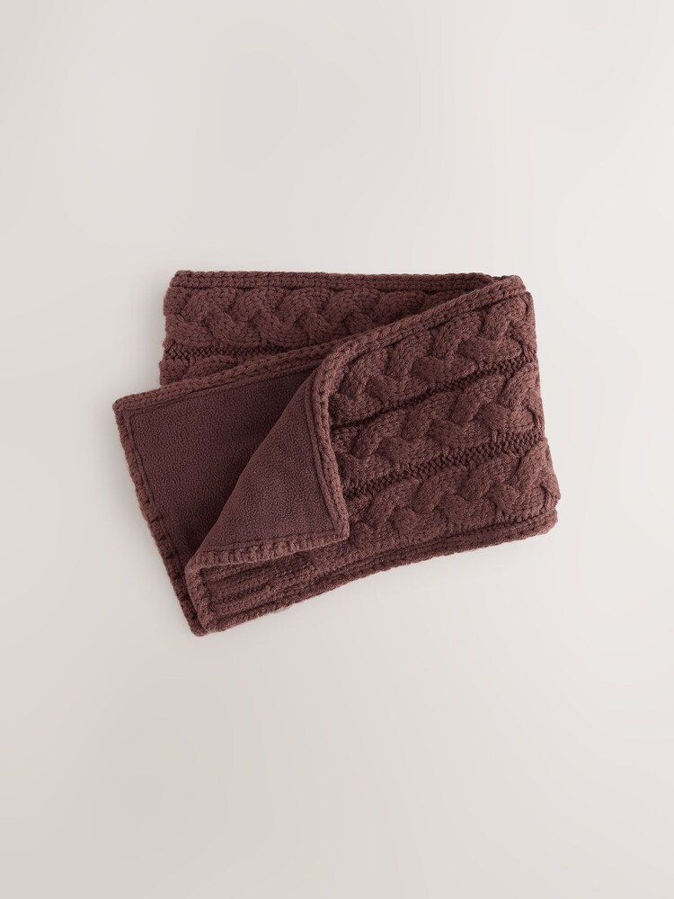 Chocolate Brown Cable Knitted Scarf (1-16yrs) - Image 1 of 3 Chocolate Brown Cable Knitted Scarf (1-16yrs) - Image 1 of 3
