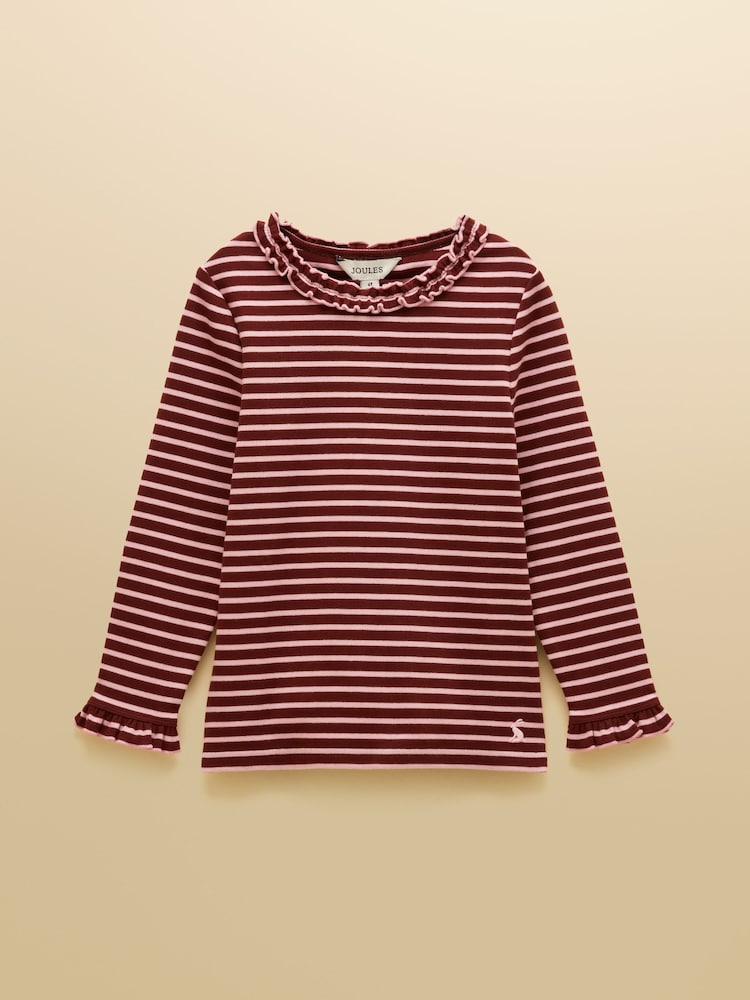 Joules Girls' Sophie Brown & Pink Striped Long Sleeve Ribbed Top - Image 1 of 4 Joules Girls' Sophie Brown & Pink Striped Long Sleeve Ribbed Top - Image 1 of 4