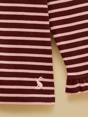 Joules Girls' Sophie Brown & Pink Striped Long Sleeve Ribbed Top - Image 3 of 4