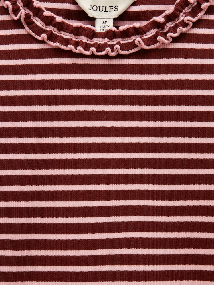 Joules Girls' Sophie Brown & Pink Striped Long Sleeve Ribbed Top - Image 4 of 4 Joules Girls' Sophie Brown & Pink Striped Long Sleeve Ribbed Top - Image 4 of 4