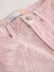 Pink Bandana Print Double Pocket Barrel Denim Jort Shorts - Image 7 of 8