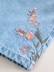 Mid Blue Embroidery Denim Shorts - Image 4 of 6