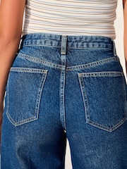 Mid Blue Cropped Wide Leg Deep Turnup Jeans - Image 6 of 9