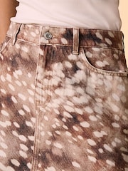 Animal Deer Print Denim Mini Skirt - Image 4 of 4