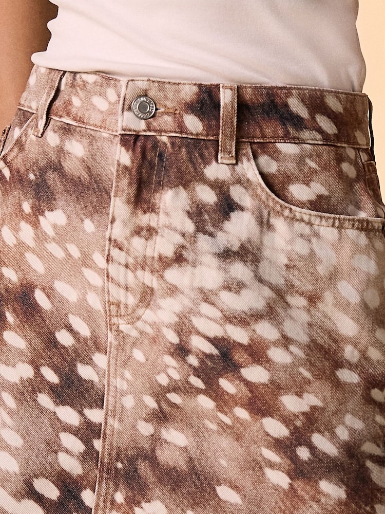 Animal Deer Print Denim Mini Skirt - Image 4 of 4