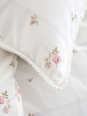 Bianca Cream Vintage Rosebud Lace Cotton Duvet Cover Set - Image 5 of 6