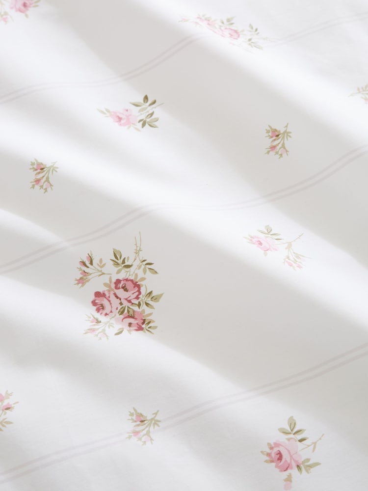 Bianca Cream Vintage Rosebud Lace Cotton Duvet Cover Set - Image 6 of 6