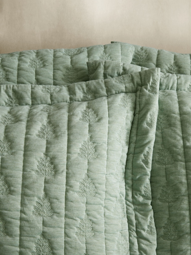 Pineapple Elephant Set of 2 Green Tamba Leaf Jersey Stripe Pillowcases - Image 2 of 3 Pineapple Elephant Set of 2 Green Tamba Leaf Jersey Stripe Pillowcases - Image 2 of 3