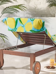 Catherine Lansfield Aqua Blue Lemons Extra Long Cotton Beach Towel - Image 2 of 3