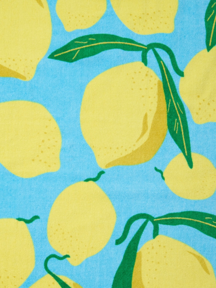 Catherine Lansfield Aqua Blue Lemons Extra Long Cotton Beach Towel - Image 3 of 3