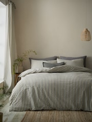 Pineapple Elephant Grey Cotton Rich Woven Stripe Duvet Cover Set - Image 1 of 5