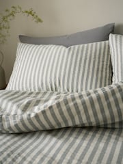 Pineapple Elephant Grey Cotton Rich Woven Stripe Duvet Cover Set - Image 3 of 5
