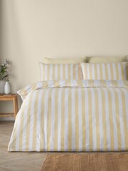Catherine Lansfield Yellow Cove Stripe Reversible Duvet Cover Set - Image 2 of 4