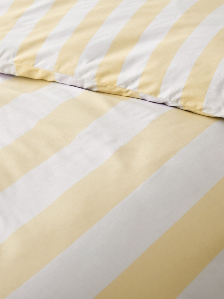 Catherine Lansfield Yellow Cove Stripe Reversible Duvet Cover Set - Image 4 of 4