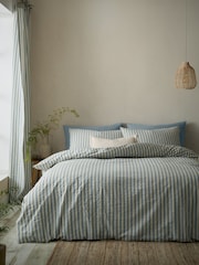 Pineapple Elephant Blue Cotton Rich Woven Stripe Duvet Cover Set - Image 1 of 5