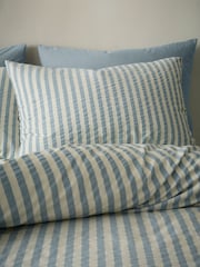 Pineapple Elephant Blue Cotton Rich Woven Stripe Duvet Cover Set - Image 3 of 5