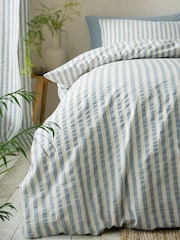 Pineapple Elephant Blue Cotton Rich Woven Stripe Duvet Cover Set - Image 4 of 5